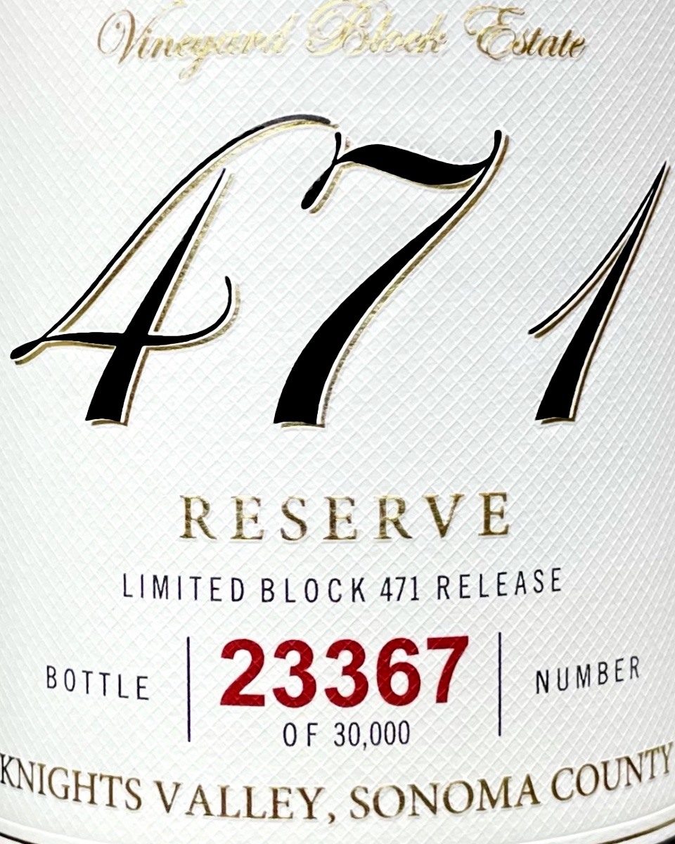 Block 471 Knights Valley Reserve Sauvignon 2019 Bottles and