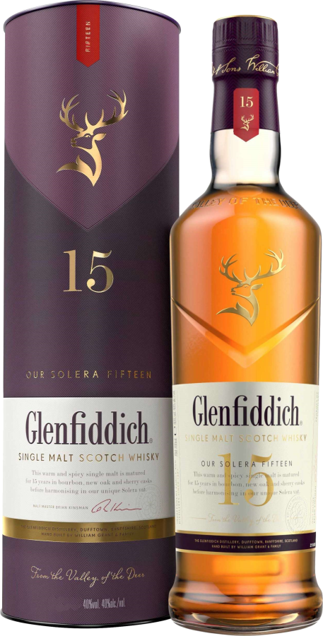 Glenfiddich 15 Year Old Speyside Single Malt Scotch Solera Reserve Lit -  Bottles and Cases