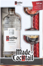 Ketel One Vodka Gift Set with 2 Coupe Glasses 1.75