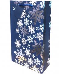2 Bottle Blue Snowflake Gift Bag