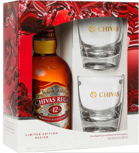 Chivas Regal 12 Year Scotch Gift Set w/ 2 Glasses