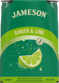Jameson Ginger & Lime Irish Whiskey Cocktail 4-Pack Cans 355ml